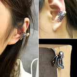 925 Silver Octopus Clip Earrings Women's Jewelry