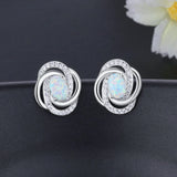 925 Silver Opal Earrings with CZ Knot Studs - Lam Hub Fong