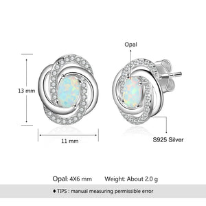 925 Silver Opal Earrings with CZ Knot Studs - Lam Hub Fong