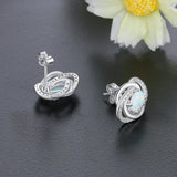925 Silver Opal Earrings with CZ Knot Studs - Lam Hub Fong