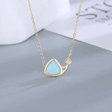 Sterling Silver Opal Geometric Triangle Zircon Pendant Necklace