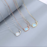Sterling Silver Opal Geometric Triangle Zircon Pendant Necklace