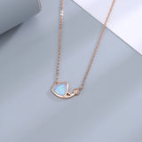 Sterling Silver Opal Geometric Triangle Zircon Pendant Necklace