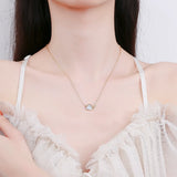 Sterling Silver Opal Geometric Triangle Zircon Pendant Necklace