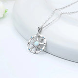 925 Silver Opal Nautical Compass Pendant Necklace for Women
