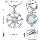 925 Silver Opal Nautical Compass Pendant Necklace for Women
