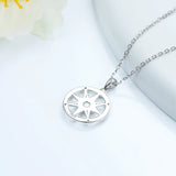 925 Silver Opal Nautical Compass Pendant Necklace for Women