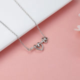 925 Silver Opal Key & Heart Necklaces Float Love Heart Pendant Mother Jewelry
