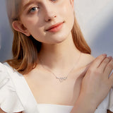 925 Silver Opal Key & Heart Necklaces Float Love Heart Pendant Mother Jewelry