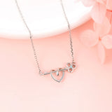 925 Silver Opal Key & Heart Necklaces Float Love Heart Pendant Mother Jewelry