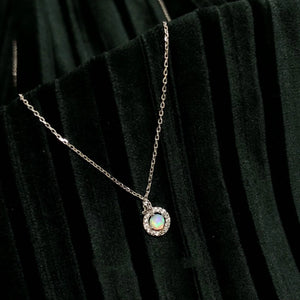 925 Silver Opal Pendant Necklace French Light Female Fine Jewelry
