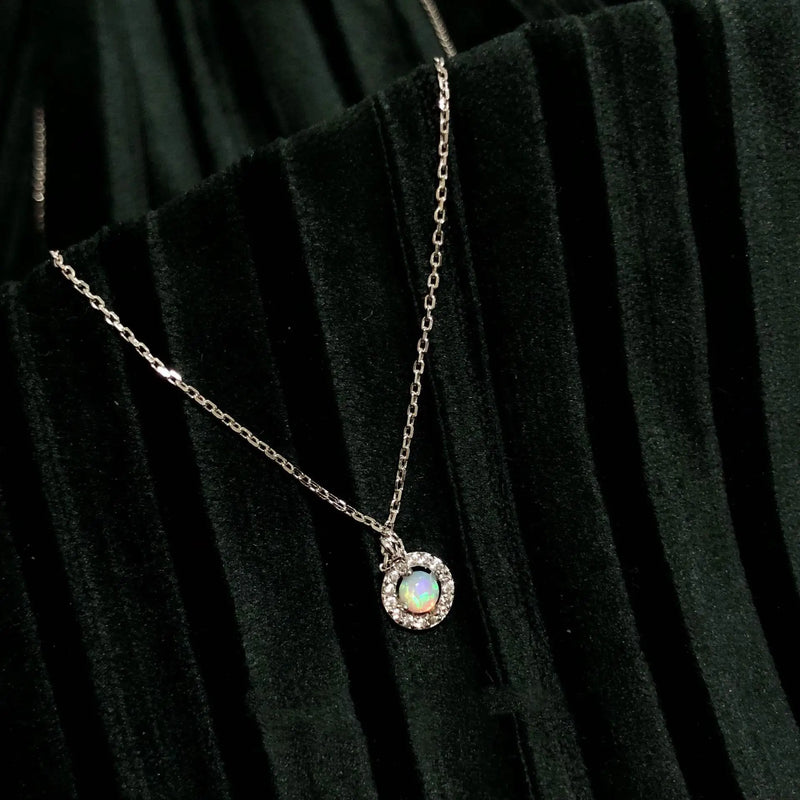 925 Silver Opal Pendant Necklace French Light Female Fine Jewelry