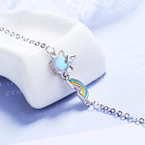 925 Silver Opal Unicorn Charm Bracelet - Wedding Party Jewelry