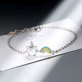 925 Silver Opal Unicorn Charm Bracelet - Wedding Party Jewelry