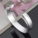 925 Silver Cuff Bracelet Bangles For Women Men Couple Gift