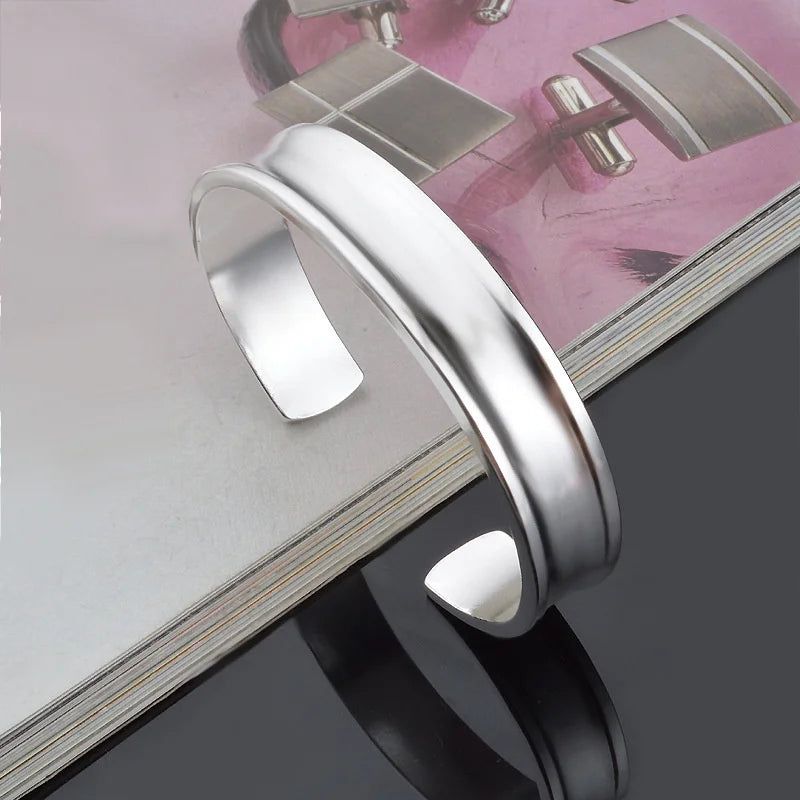 925 Silver Cuff Bracelet Bangle Unisex Couple Gift