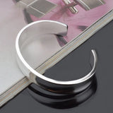 925 Silver Cuff Bracelet Bangles For Women Men Couple Gift