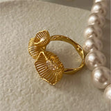 925 Silver Open Finger Ring Flower CZ Pearl Stackable Punk For Women Girl