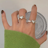 Open Finger Ring Heart Pearl Star Geometric Stackable Punk Women Girl Jewelry