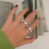 Open Finger Ring Heart Pearl Star Geometric Stackable Punk Women Girl Jewelry