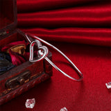 925 Silver Heart Bangle Women Wedding Engagement Jewelry