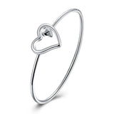 925 Silver Heart Bangle Women Wedding Engagement Jewelry