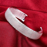 925 Silver Open Web Bangle Bracelet Wedding Charm Jewelry