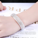 925 Silver Open Web Bangle Bracelet Wedding Charm Jewelry
