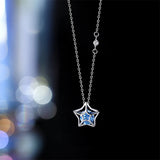 925 Silver Openwork Star Zircon Pendant Necklace