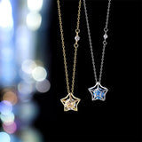925 Silver Openwork Star Zircon Pendant Necklace