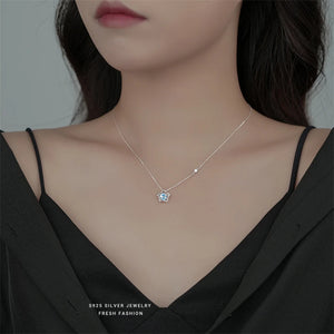 925 Silver Openwork Star Zircon Pendant Necklace
