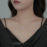 925 Silver Openwork Star Zircon Pendant Necklace