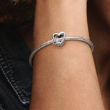 925 Silver Openwork Flower Mommy Heart Charm Bead for Bracelet DIY