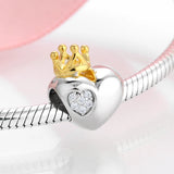 Women's silver plated Heart Shape Charm with Cubic Zirconia