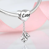 Women's silver plated Heart Shape Charm with Cubic Zirconia
