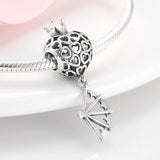 Women's silver plated Heart Shape Charm with Cubic Zirconia