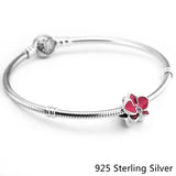 925 Silver Orchid Charm Radiant Orchid Enamel Purple CZ DIY Bracelet Jewelry