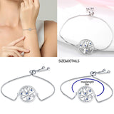 925 Sterling Silver Rose Charm Beaded Bracelet Snake Chain Women's Jewelry