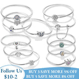 925 Silver Butterfly Heart Charms Bracelet for Women