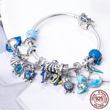 925 Silver Sea Whale CZ Charm Beads Fit Bracelet DIY