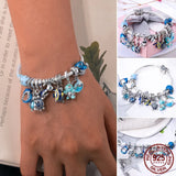 925 Silver Sea Whale CZ Charm Beads Fit Bracelet DIY