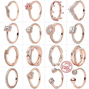925 Sterling Silver Crown Pav? Multi-Layer Sparkling Rose Ring