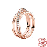 925 Sterling Silver Crown Pav? Multi-Layer Sparkling Rose Ring