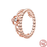 925 Sterling Silver Crown Pav? Multi-Layer Sparkling Rose Ring