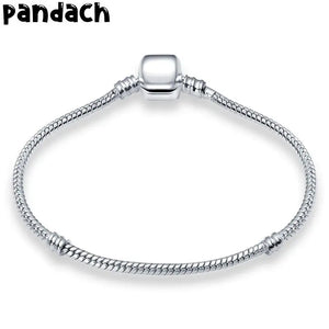 925 Silver Rose Charm Beads Bracelet Women Fine Jewelry
