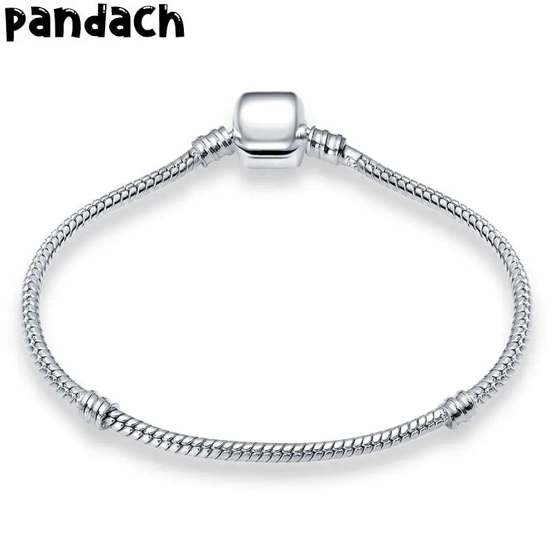 925 Silver Rose Charm Beads Bracelet Women Fine Jewelry