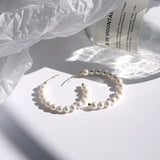 925 Silver Hoop Earrings Natural Pearl Celebrity Style Fine Jewelry