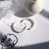 925 Silver Hoop Earrings Natural Pearl Celebrity Style Fine Jewelry