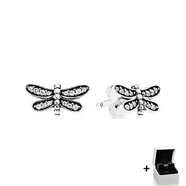 925 Silver Hoop Heart Earrings with Zircon Charms