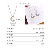 925 Silver Necklace Zircon Inlay Star Heart Month Love Necklace